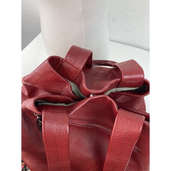 Neta Sade Hobo Bag Purse Red Pebbled Leather Large Tote Handbag Designer - Picture 9 of 13